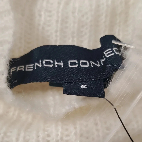 French Connection Mathilde Knit High Neck Sz S Ivory Jeweled Sweater - Picture 11 of 11